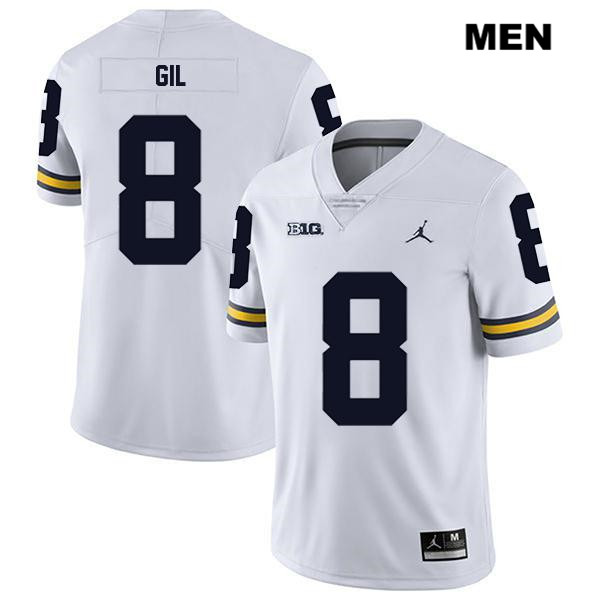 Men's NCAA Michigan Wolverines Devin Gil #8 White Jordan Brand Authentic Stitched Legend Football College Jersey RK25C84LS